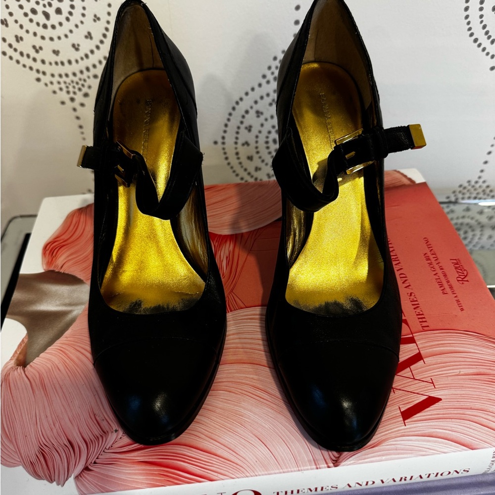 Banana Republic Black Heels with Gold Accents